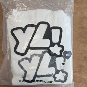 White Hoodie with Black Writing Youlovesk